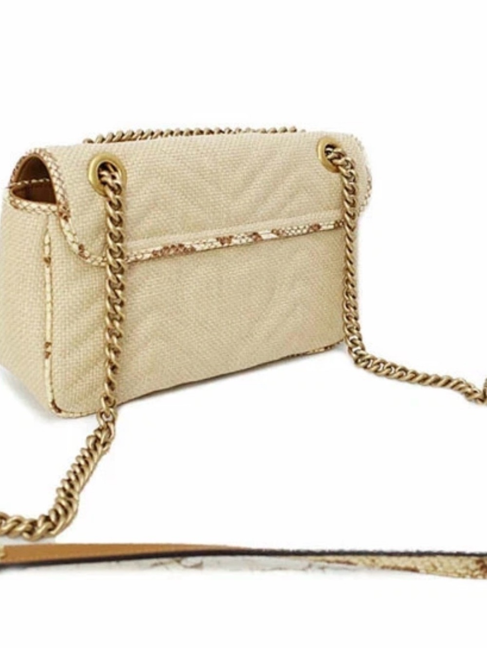 Gucci Raffia GG Marmont Shoulder mediun  Bag in Beige with Gold Hardware - Picture 4 of 15
